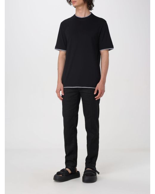 T-shirt basic di Brunello Cucinelli in Black da Uomo