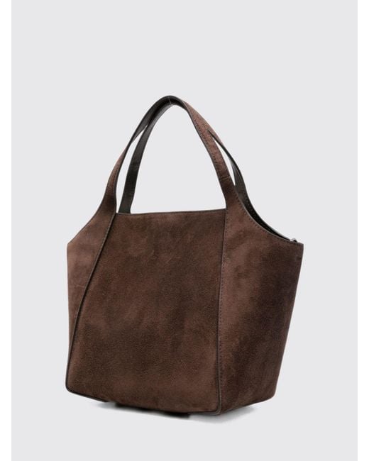 Brunello Cucinelli Brown Small Suede Handbag With Double Handle And Removable Strap