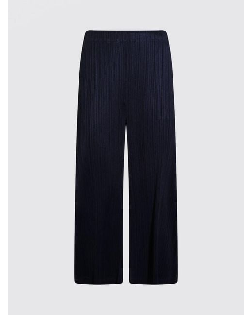 Pleats Please Issey Miyake Blue Pleated Polyester Trousers