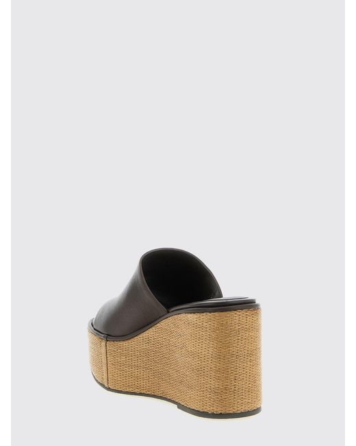 Brunello Cucinelli Brown Leather Wedge Sandals