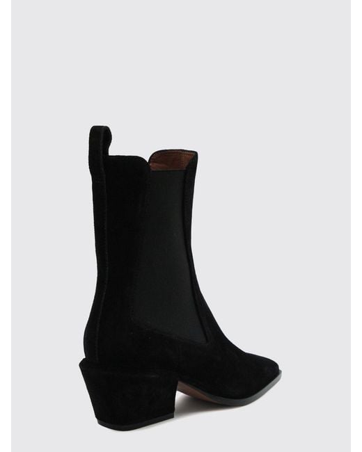 Paris Texas Black Bettina Suede Western Chelsea Boots With Mid Flared Heel