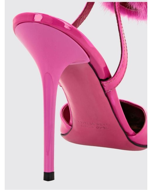 Philipp Plein Pink Patent Leather Slingback Pumps With Skull And Stiletto Heel