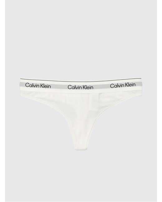 Calvin Klein White Cotton Blend Logo Thong