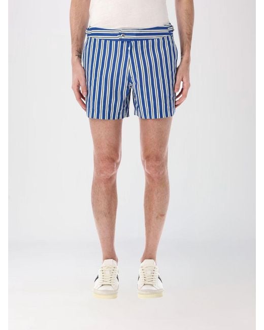 Tom Ford Blue Striped Polyester Swimsuit for men