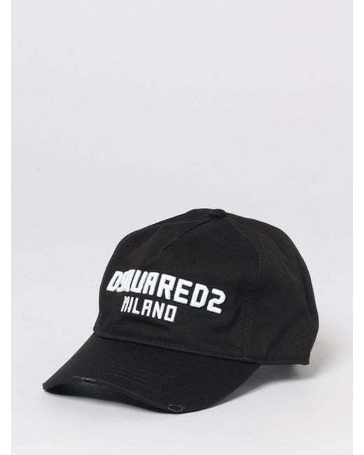DSquared² Black Cotton Baseball Cap With Logo for men