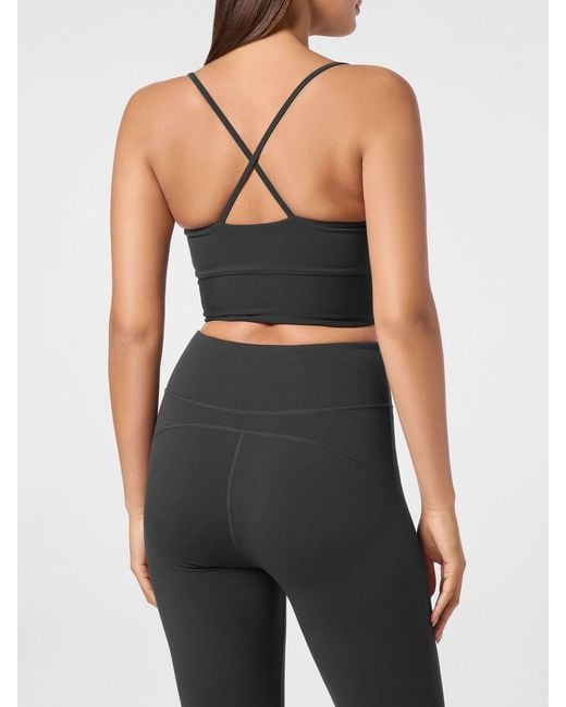Philipp Plein Black Cropped Sports Bralette Top With Criss-Cross Straps