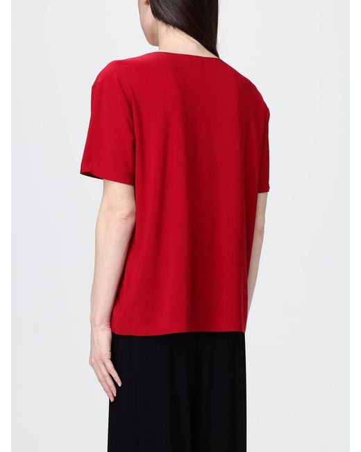 Norma Kamali Red Jersey Crew Neck T-Shirt