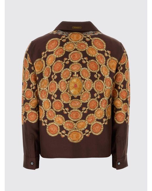 Versace Brown Printed Silk Shirt