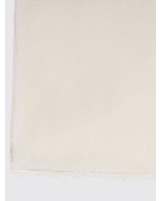 Max Mara Natural Wool And Silk Scarf With Monogram