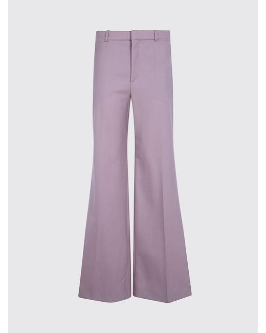 Chloé Purple ChloÉ Wide-Leg Pleated Cotton Trousers With Mid-Rise Waist