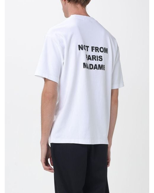 Drole de Monsieur White Cotton T-Shirt With Slogan for men