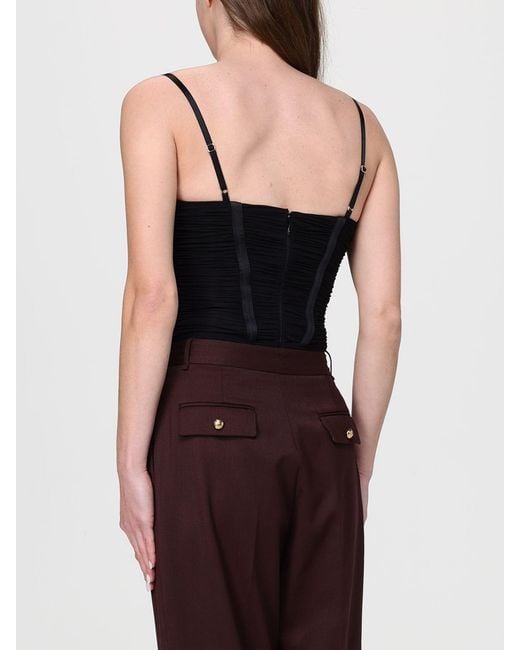 Elisabetta Franchi Black Ruched Corset Top