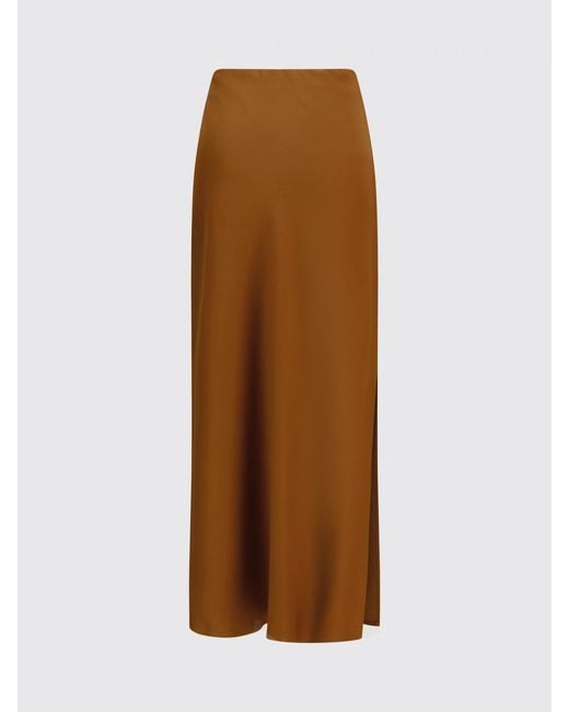 Brunello Cucinelli Brown Long Satin Skirt