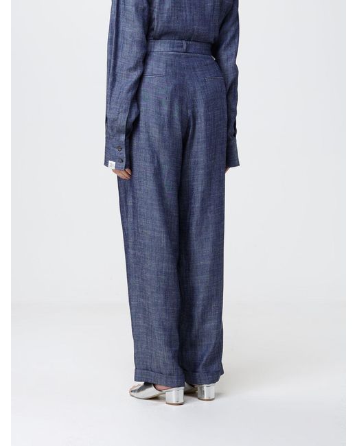 Peuterey Blue Linen Blend Palazzo Pants
