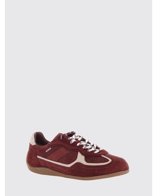 Alohas Red Two-Tone Leather And Suede Sneakers With Printed Logo