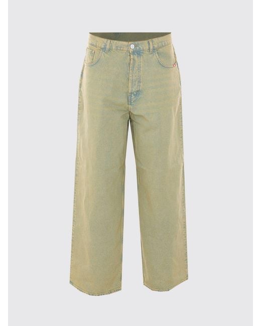 AMISH Green Wide Leg Five-Pocket Jeans for men
