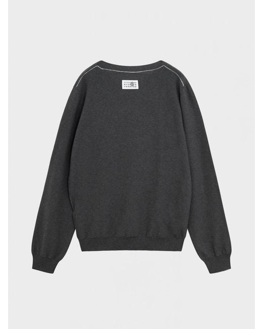 MM6 by Maison Margiela Black Contrast Stitch Wool Crewneck Jumper for men