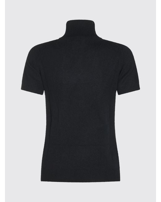 Jersey De Cuello Alto Slim Fit De Cachemira De Manga Corta Allude de color Black