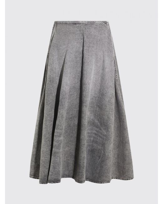 DIESEL Gray De-Annie-S2 Flared Cotton Blend Skirt