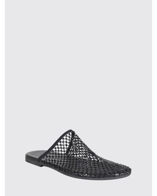 Alysi White Perforated Nylon Mules With Rhinestones