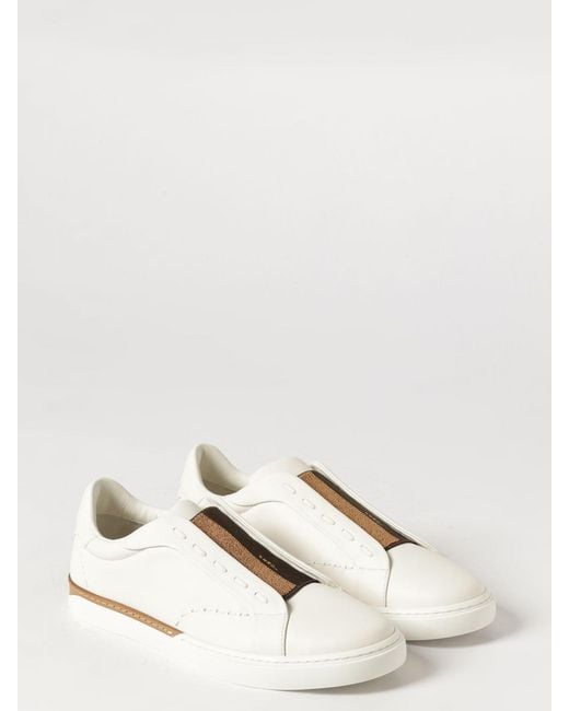 Fendi Natural City Calfskin Slip-On Sneakers With Jacquard Logo for men