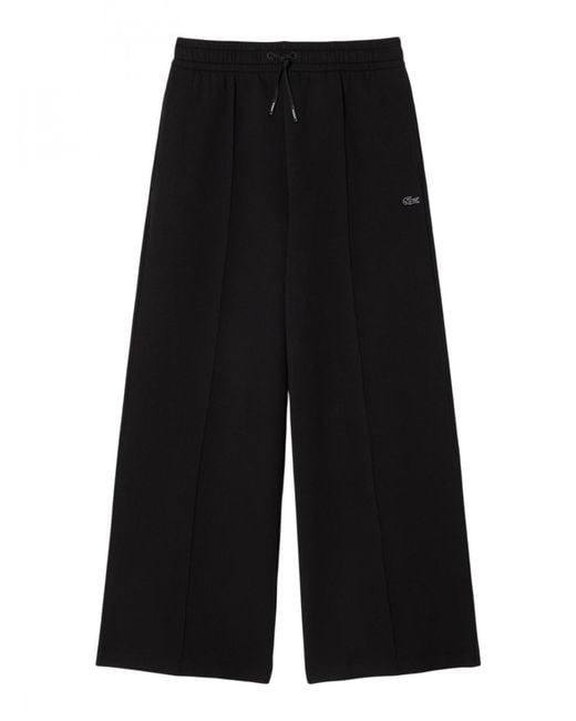 Lacoste Black Cotton Blend Wide Leg Pants