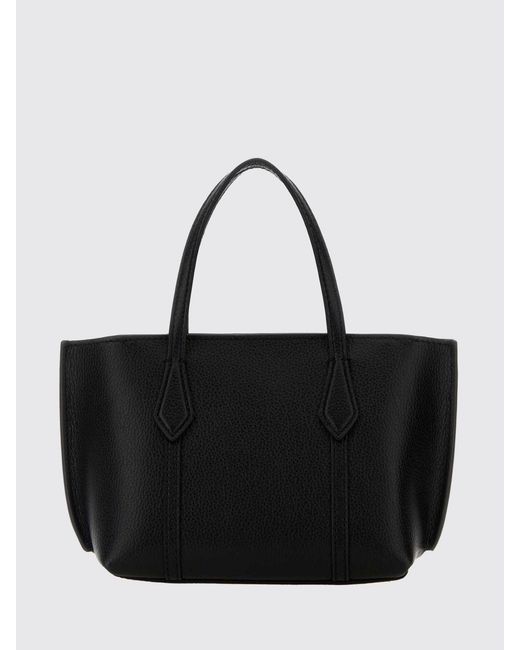 Tory Burch Black Perry Small Grained Leather Tote Bag With Removable Strap