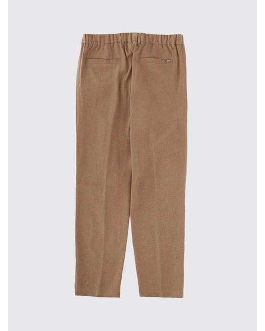 Herno Brown Linen Chino Trousers With Pleats And Rear Welt Pockets for men