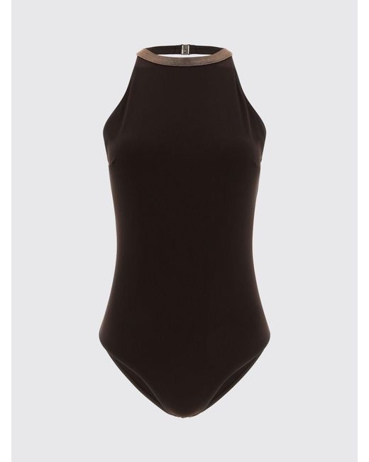 Brunello Cucinelli Brown Stretch Polyamide One-Piece Swimsuit