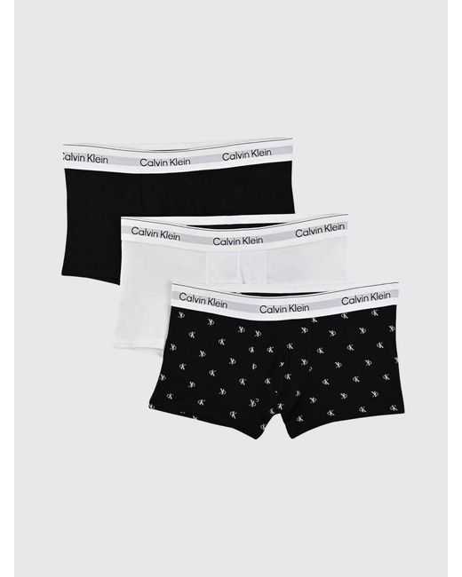 Calvin Klein Black Set Of 3 Stretch Cotton Trunks for men