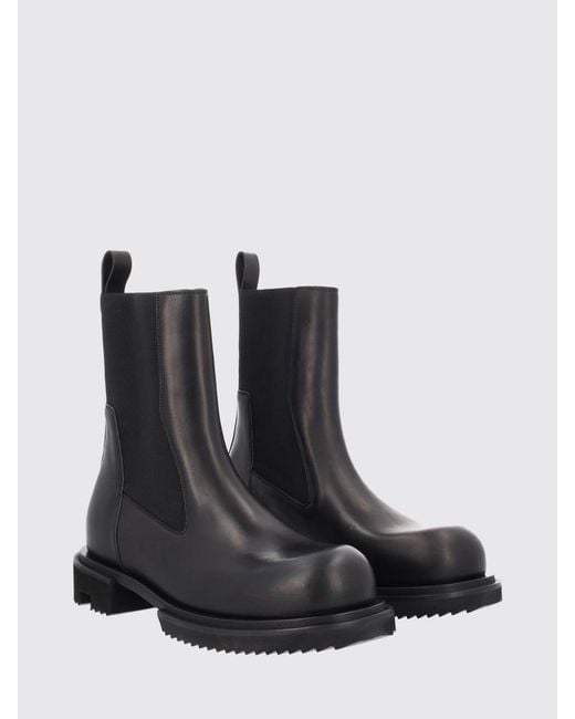 Rick Owens Black Calfskin Chelsea Boots With Elasticated Ankles And Lug Sole for men