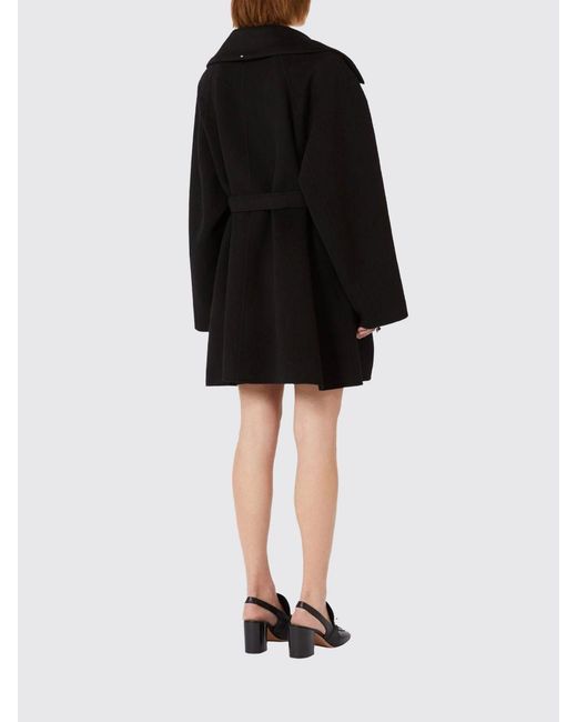 Sportmax Black Virgin Wool Coat With Belt