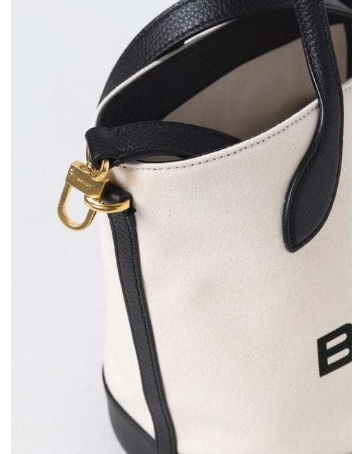 Bally White Bag In Canvas And Grained Leather