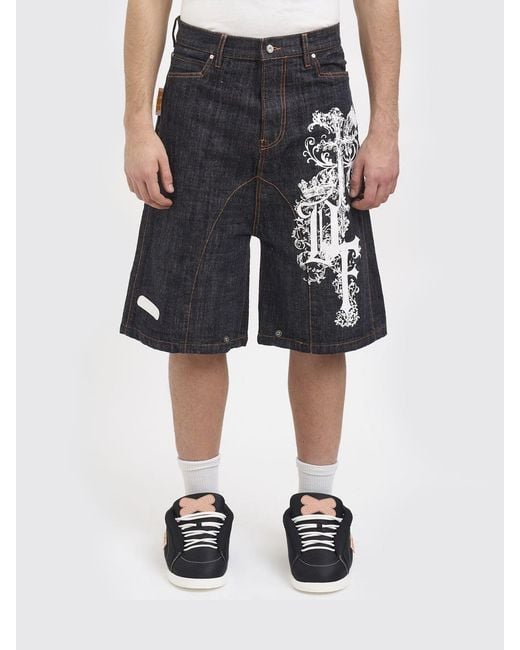 PDF Black Cotton Denim Shorts for men