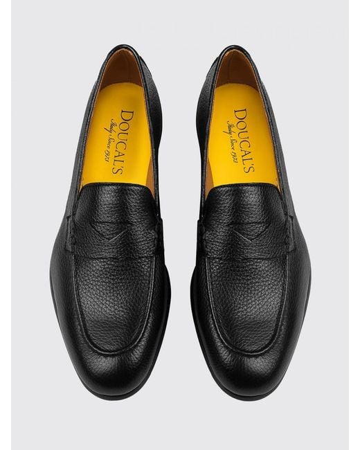 Doucal's White Grained Leather Loafers for men