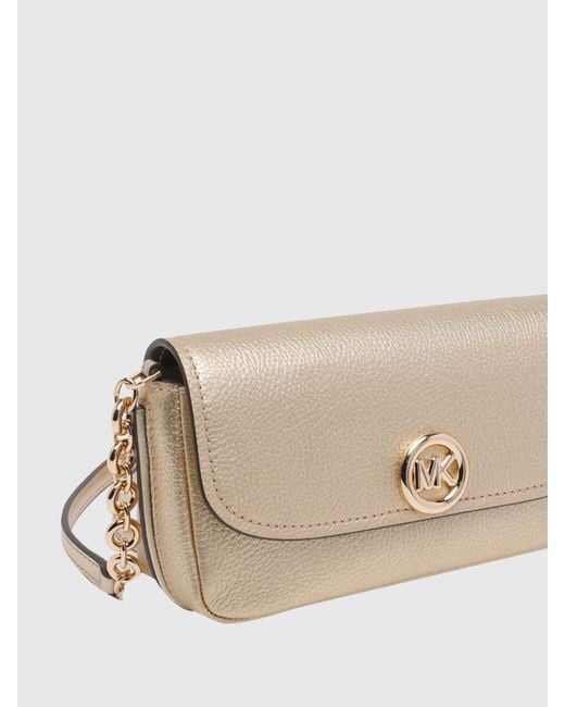 Michael Kors Natural Small Nolita Hammered Leather Shoulder Bag