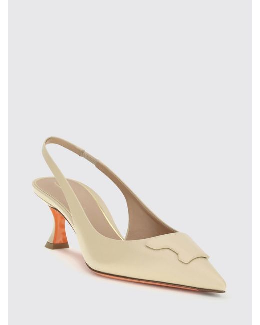 Santoni Natural Taylor Leather Slingback Pumps
