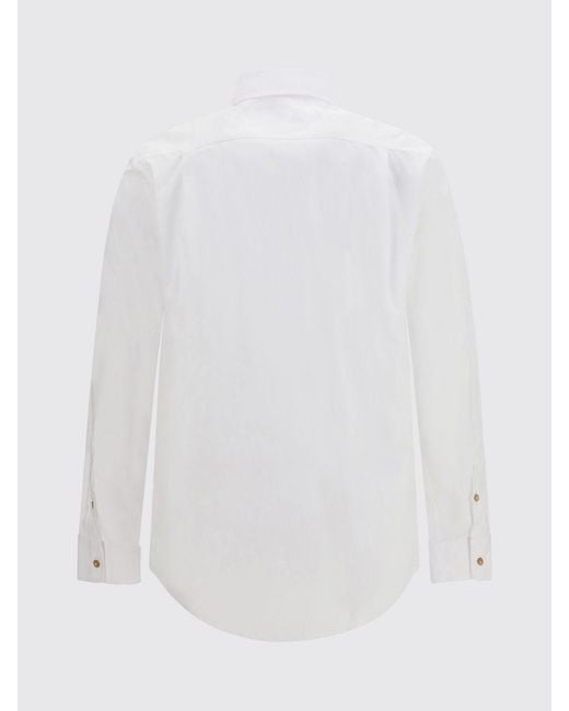 Vivienne Westwood White Cotton Poplin Shirt With Orb Logo And Button-Down Collar for men