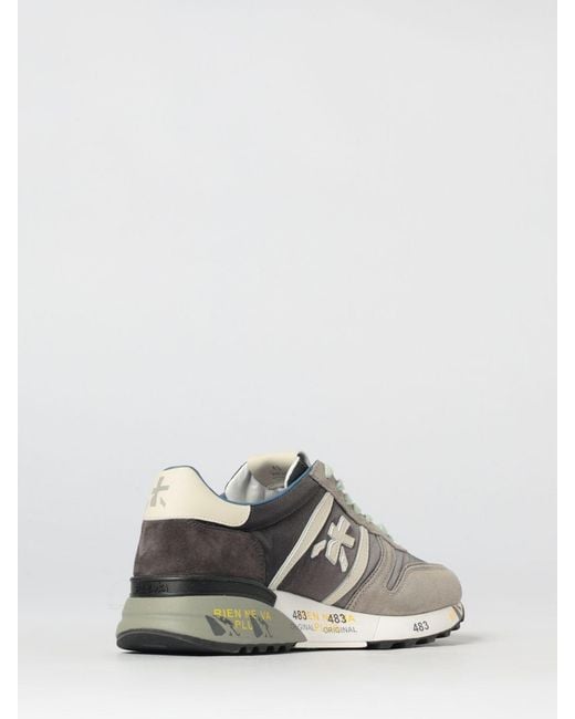 Premiata White Lander Suede And Nylon Sneakers for men