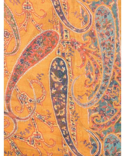 Etro Orange Paisley Modal Scarf