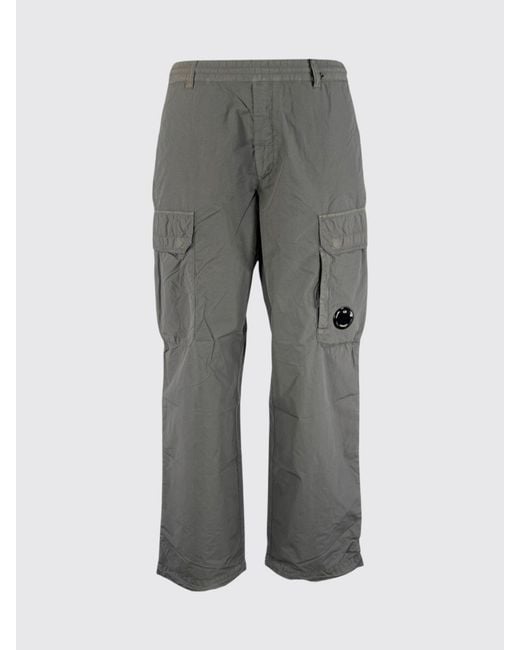 C P Company Gray Technical Fabric Cargo Trousers for men