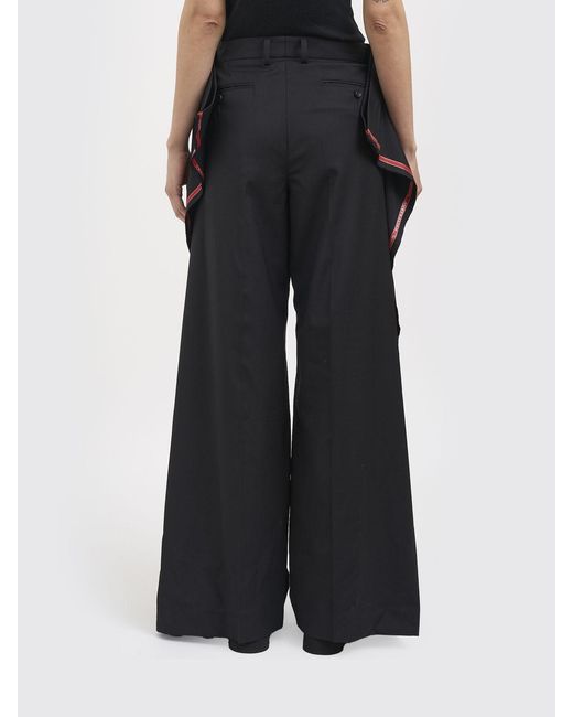 Junya Watanabe Black Asymmetrical High-Waisted Wide-Leg Trousers