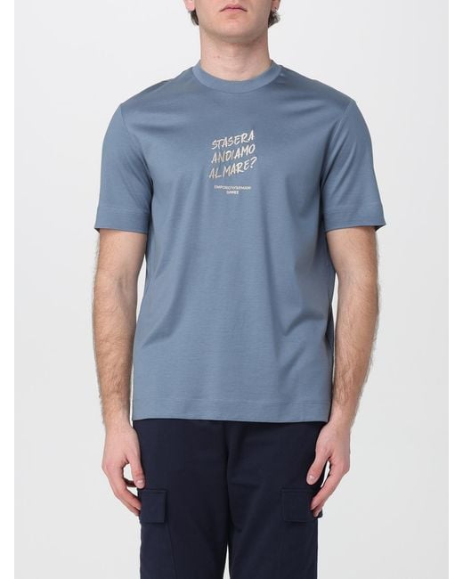 Emporio Armani Blue Slogan T-Shirt for men