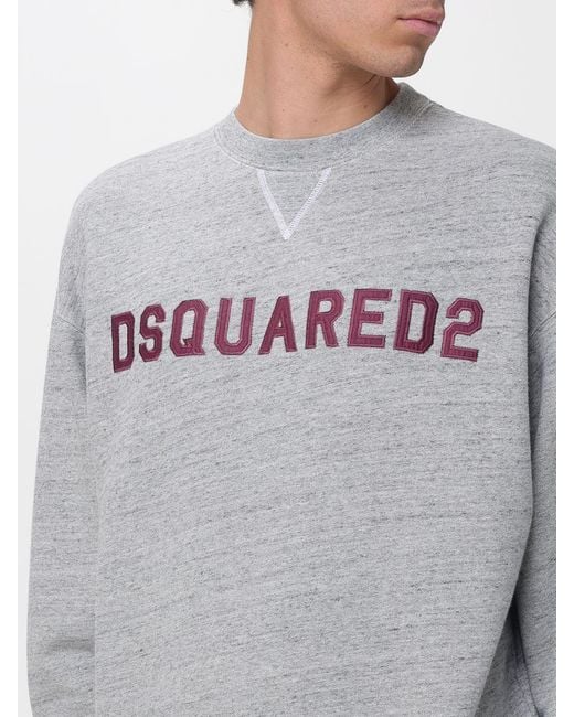 DSquared² Gray Logo Cotton Crewneck Sweatshirt for men