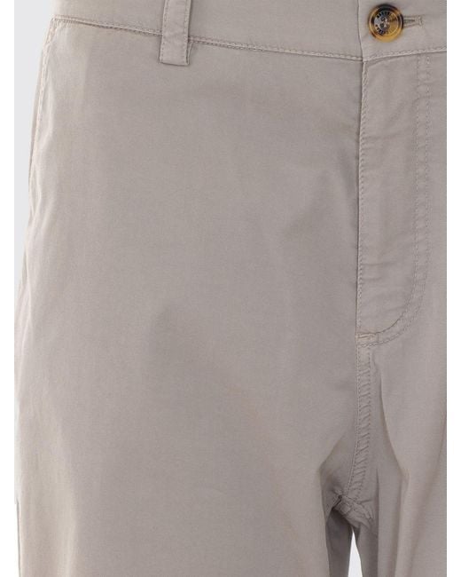 Brunello Cucinelli Gray Slim Fit Stretch Cotton Chino Trousers With America Pockets for men
