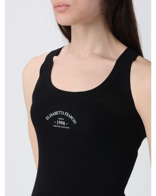 Elisabetta Franchi Black Wool Top With Logo