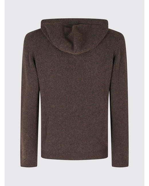 Roberto Collina Gray Merino Wool Knit Hoodie for men