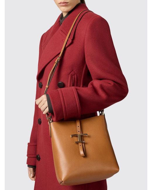 Tod's Brown Grained Calfskin Shoulder Bag