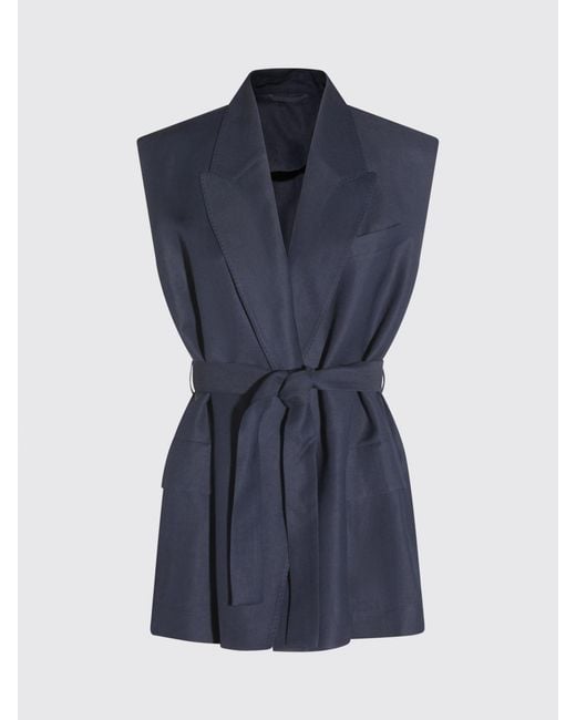 Brunello Cucinelli Blue Linen Blend Vest