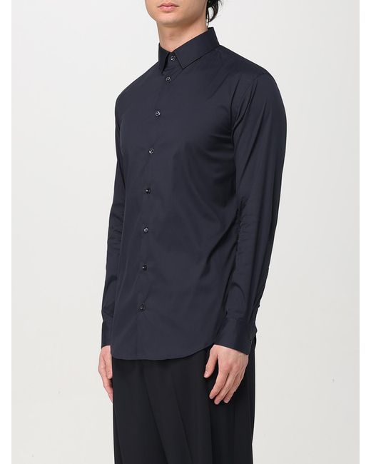 Giorgio Armani Blue Classic Stretch Cotton Shirt for men